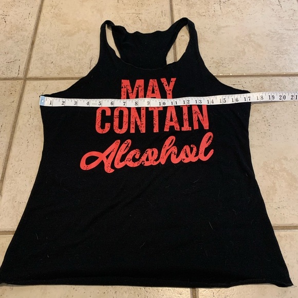 💙 "May Contain Alcohol" Graphic Black Racerback Tank Top - Size S - Picture 3 of 5